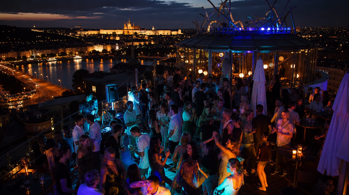 Erasmus in Prague — Dancing House Rooftop Party