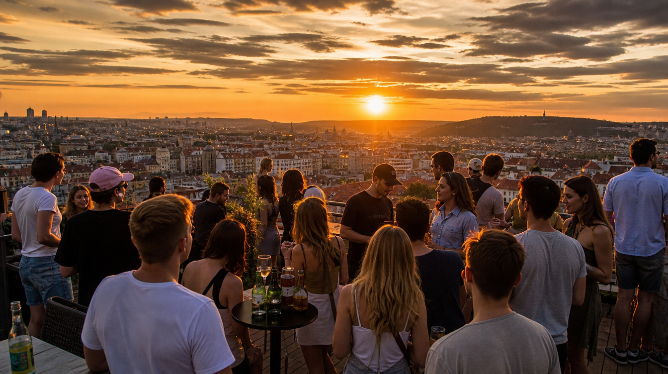 Erasmus in Prague — Rooftop Sunset Party na Vítkově